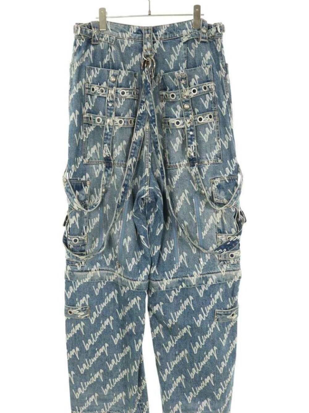 Balenciaga All Over Logo Labor Baggy Denim Pants